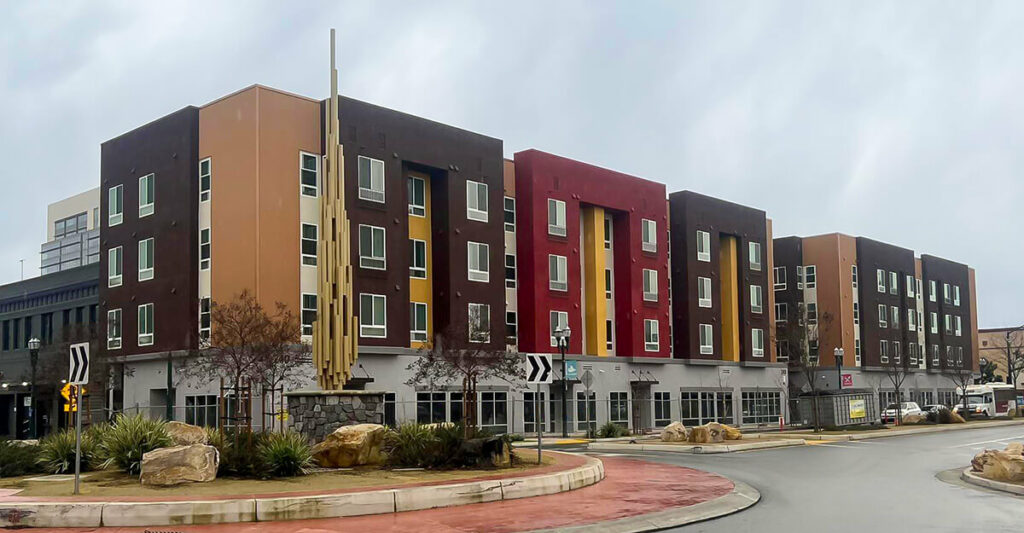 Grand View Village building exterior by roundabout